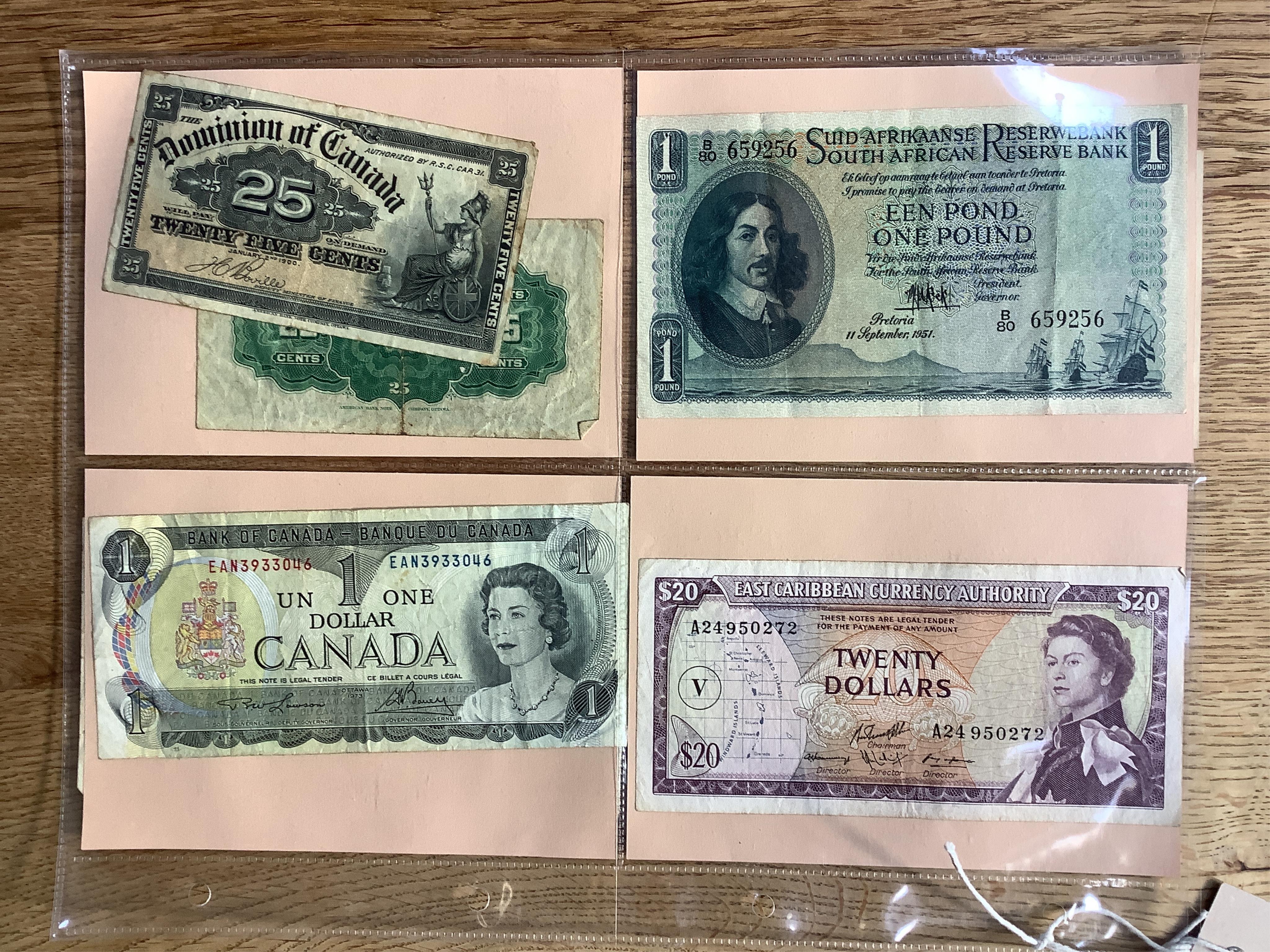 A collection of assorted British Colonial banknotes and currency notes